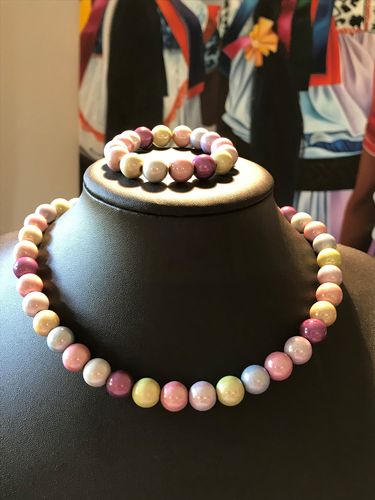 Blush - Perlenkette in Eisfarben mit Armband